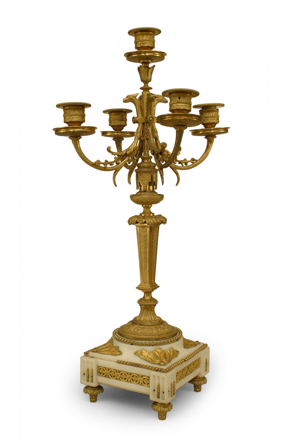 French louis xvi bronze dore candelabra with eagle heads