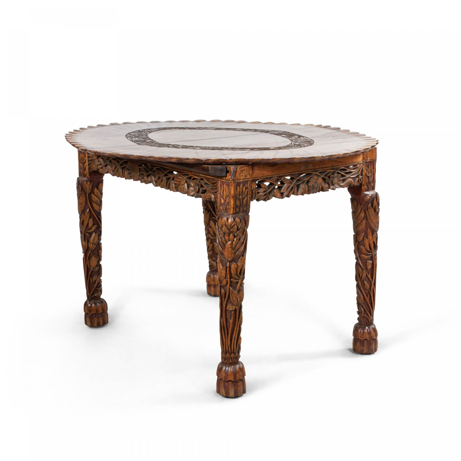 Asian burmese style walnut dining table