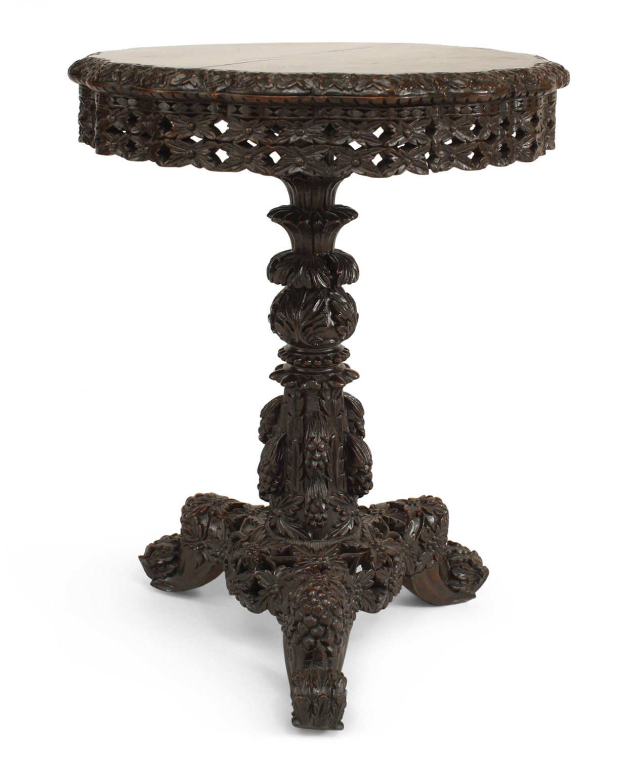 Asian burmese carved rosewood end table