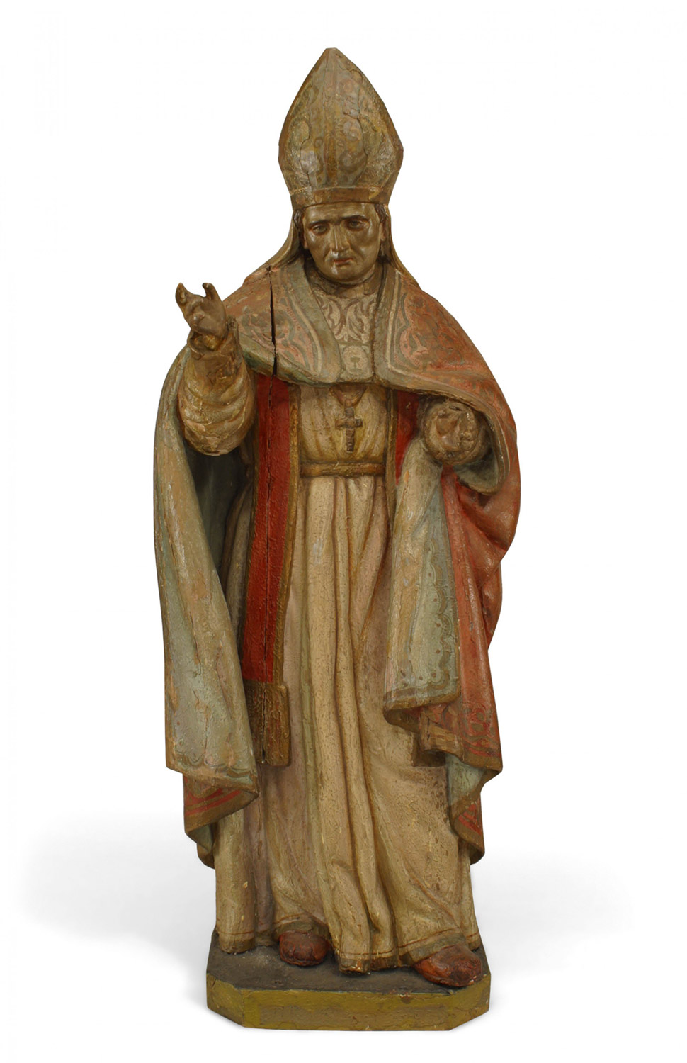 Italian renaissance polychromed pope figure