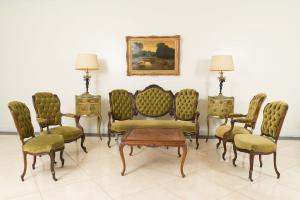 American victorian green velvet living room set 1