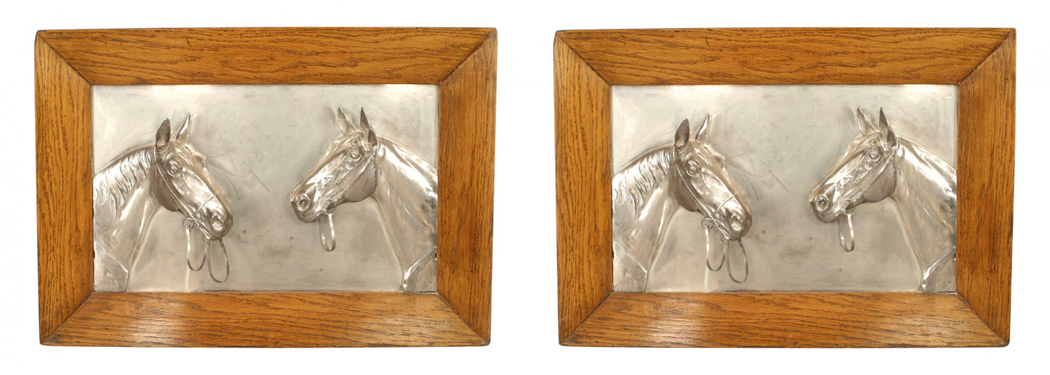 English victorian country silver horse wall plaques 1