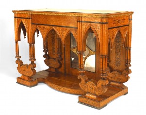 French charles x birds eye maple mirrored console table