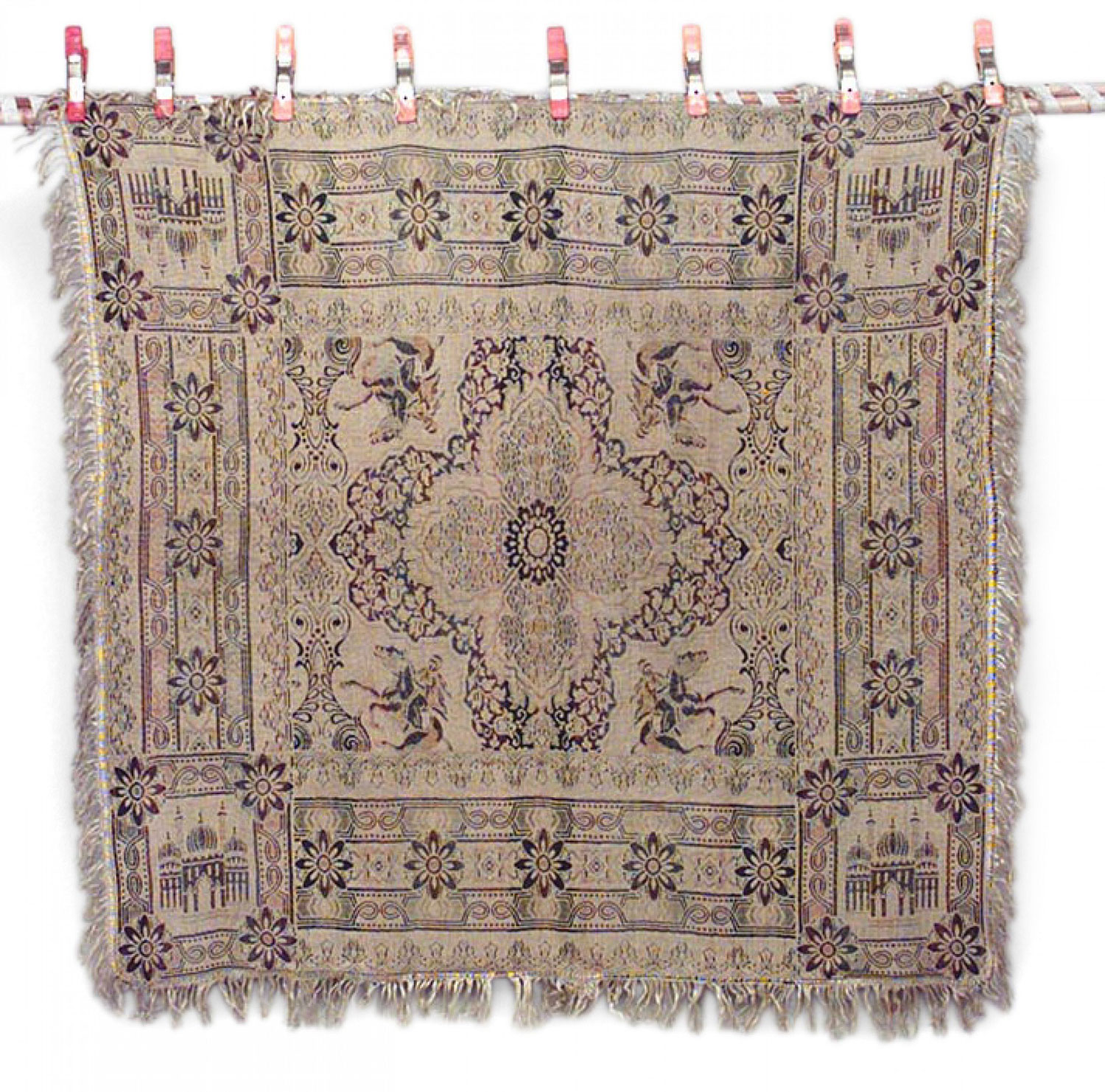 English victorian beige patterned table cover