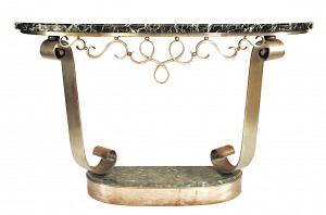 French art deco steel and marble console table