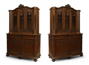 French regence oak breakfront cabinets