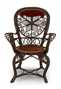 Victorian wicker velvet arm chair