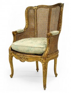 French louis xv gilt bergere arm chair