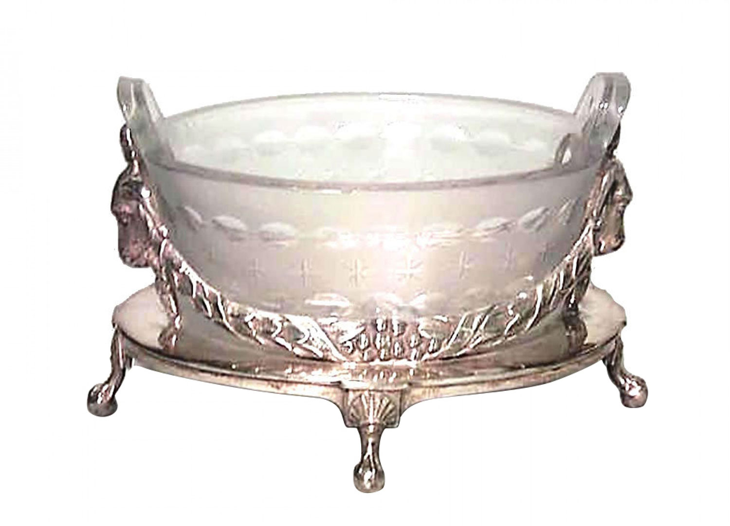 English georgian silver plate ram s head centerpiece