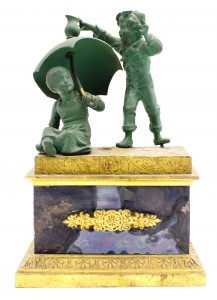 French victorian inkwell with bronze figures