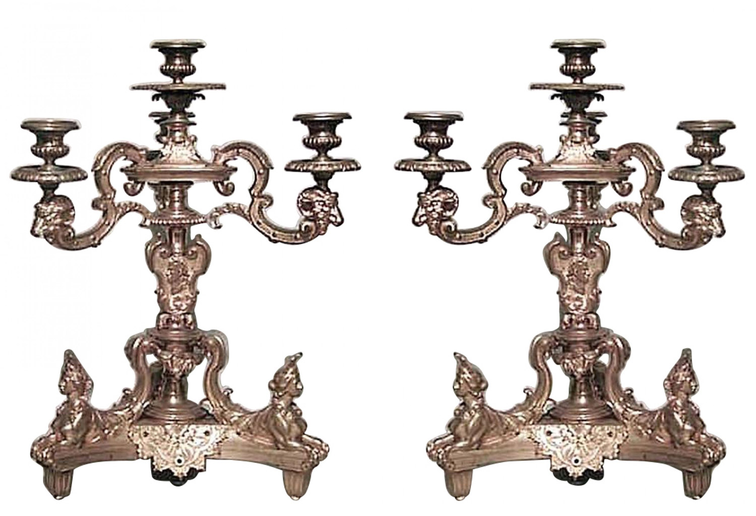 French empire bronze dore candelabras with sphinx figures
