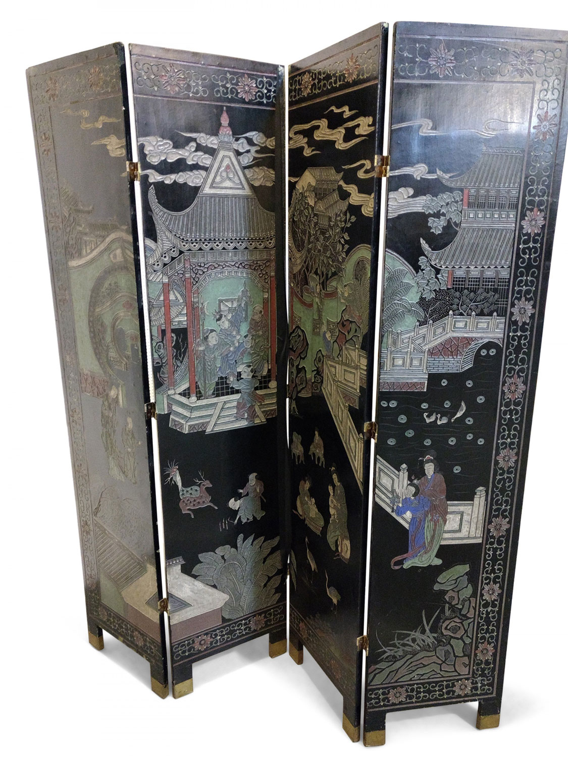 Chinese coromandel 4 fold screen 1
