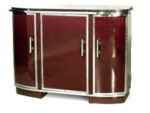 Art deco red lacquered sideboard