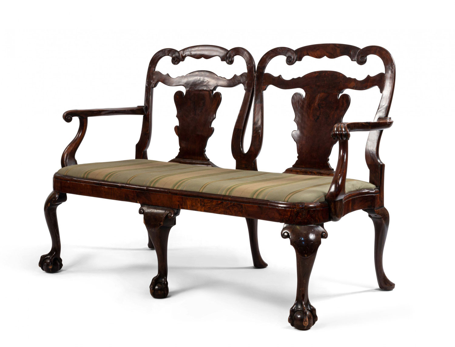 English chippendale mahogany velvet loveseat 1