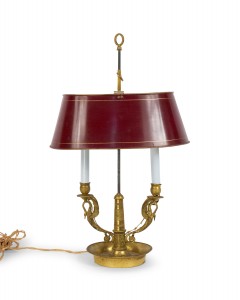 French empire bronze swan table lamp