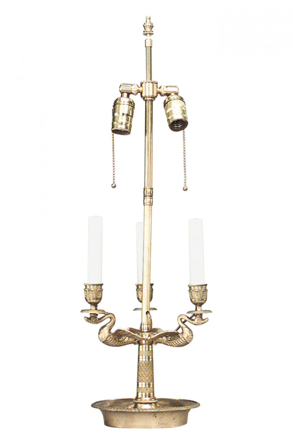 French empire style bronze swan table lamp