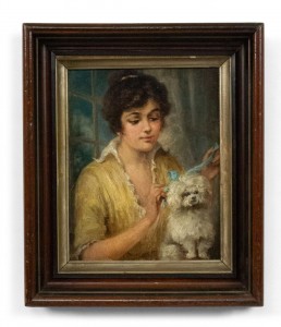 French victorian lady and poodle portrait 1