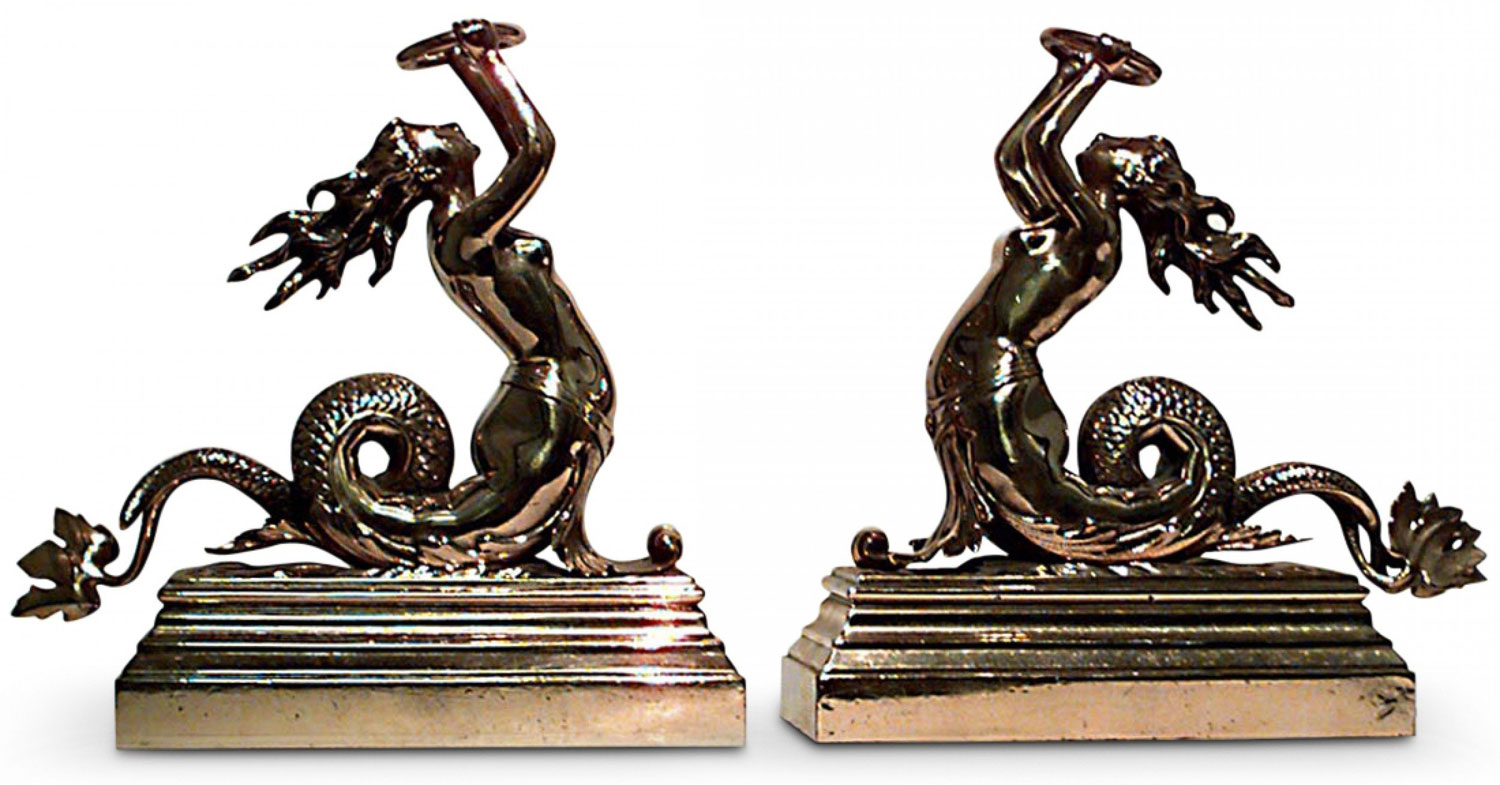 Neo classic bronze mermaid figures