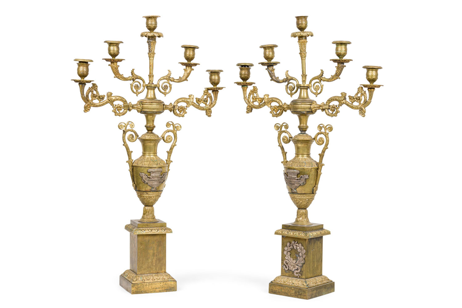 American empire bronze dore candelabras