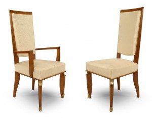French oak white silk dining chairs