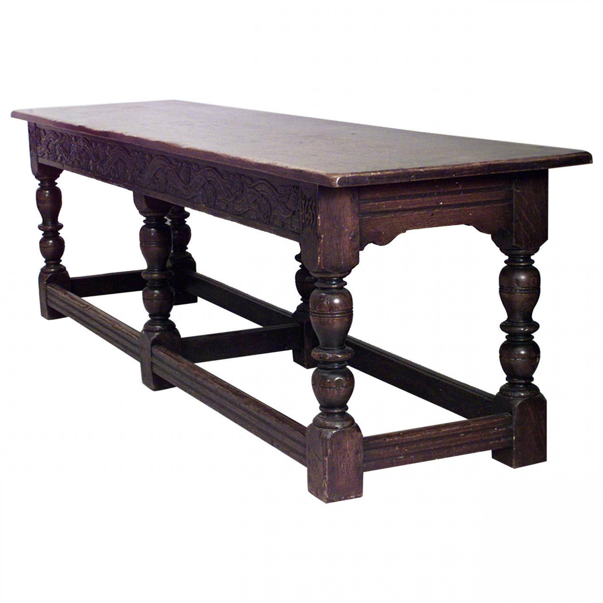 English renaissance style large oak console table