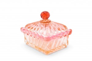 French victorian cranberry crystal powder box