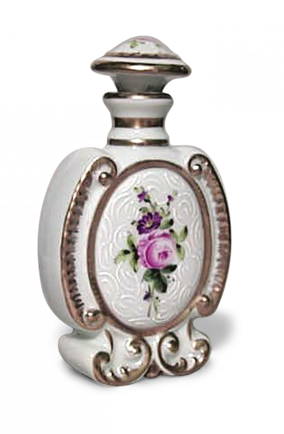 French victorian floral porcelain perfume bottle 1