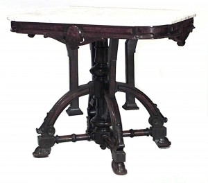 American victorian eastlake walnut and marble end table