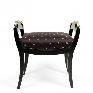 Swedish biedermeier black and gold star bench