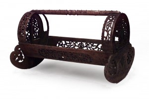 Moorish walnut rocking cradle
