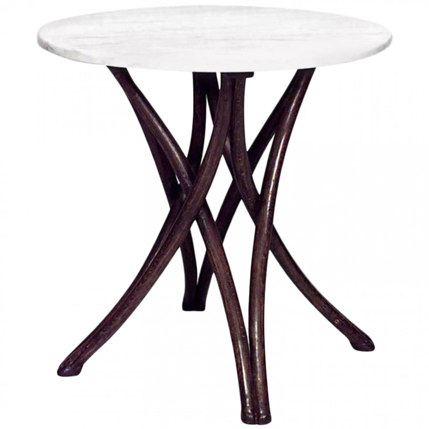 Bentwood walnut and white marble cafe table 4