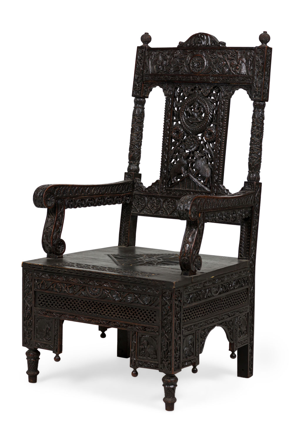 Asian burmese ebonized arm chair