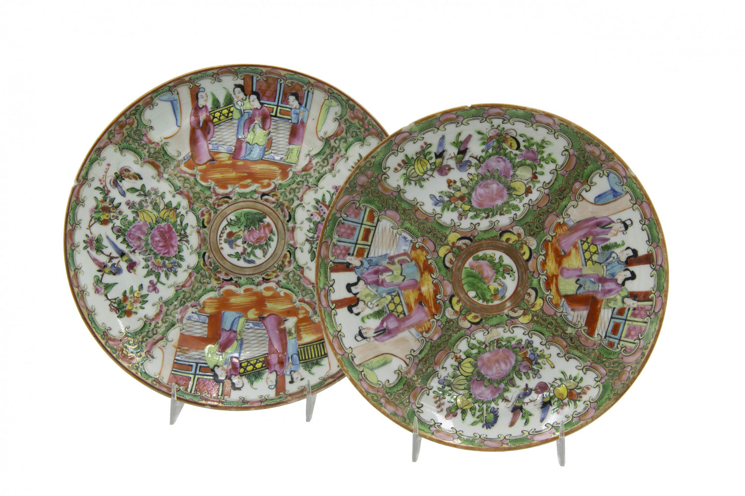 Chinese canton style porcelain plates