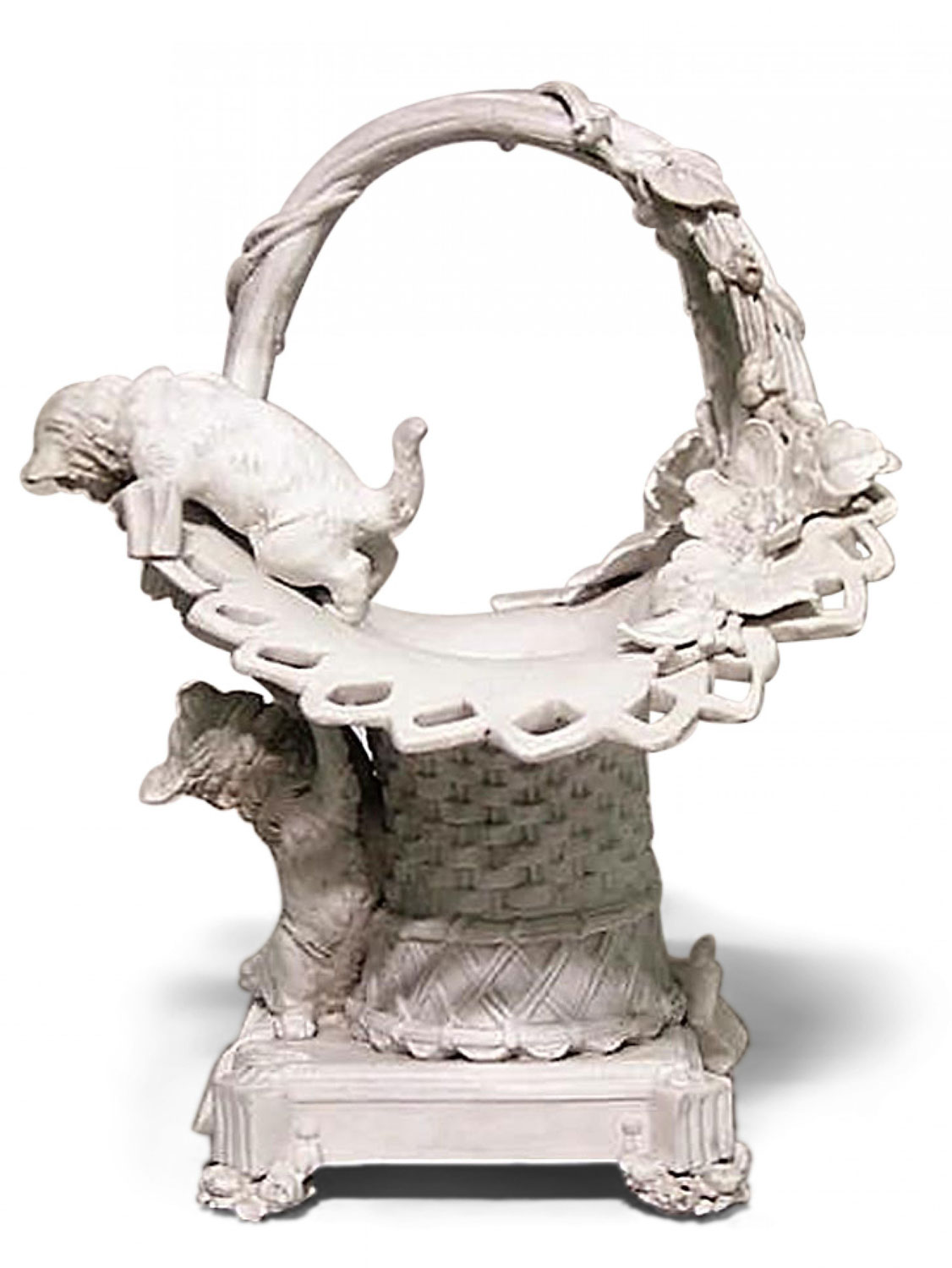 French victorian porcelain cat and basket compote