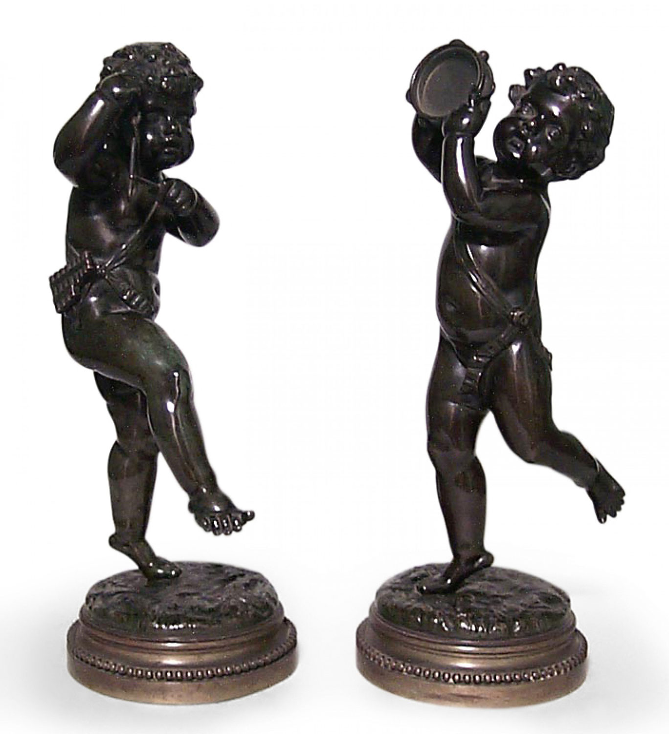 Victorian bronze musical cupids