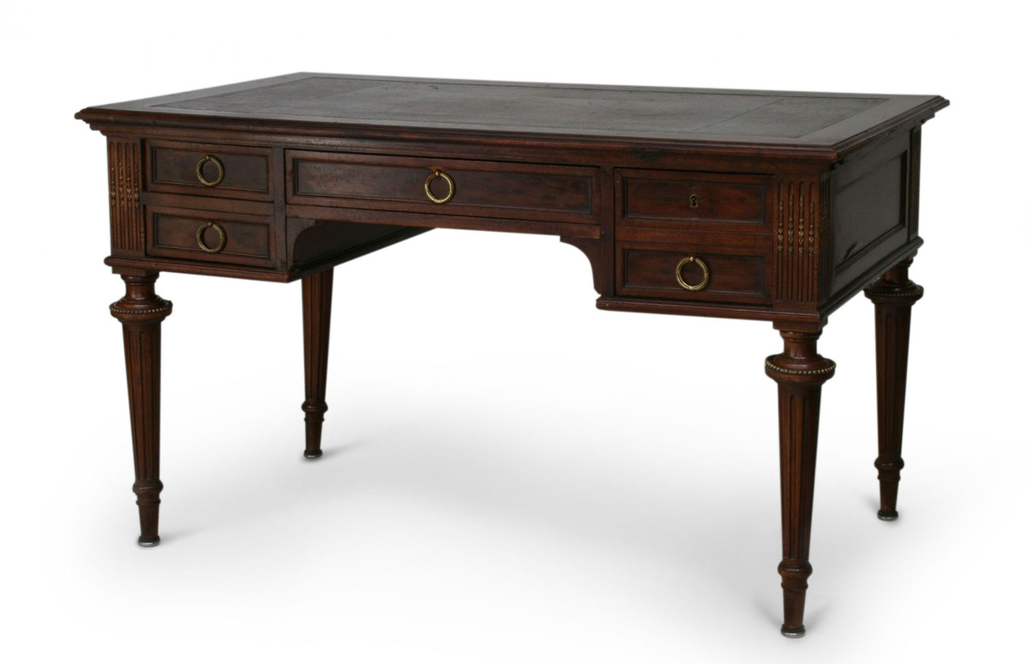French louis xvi mahogany and leather top desk