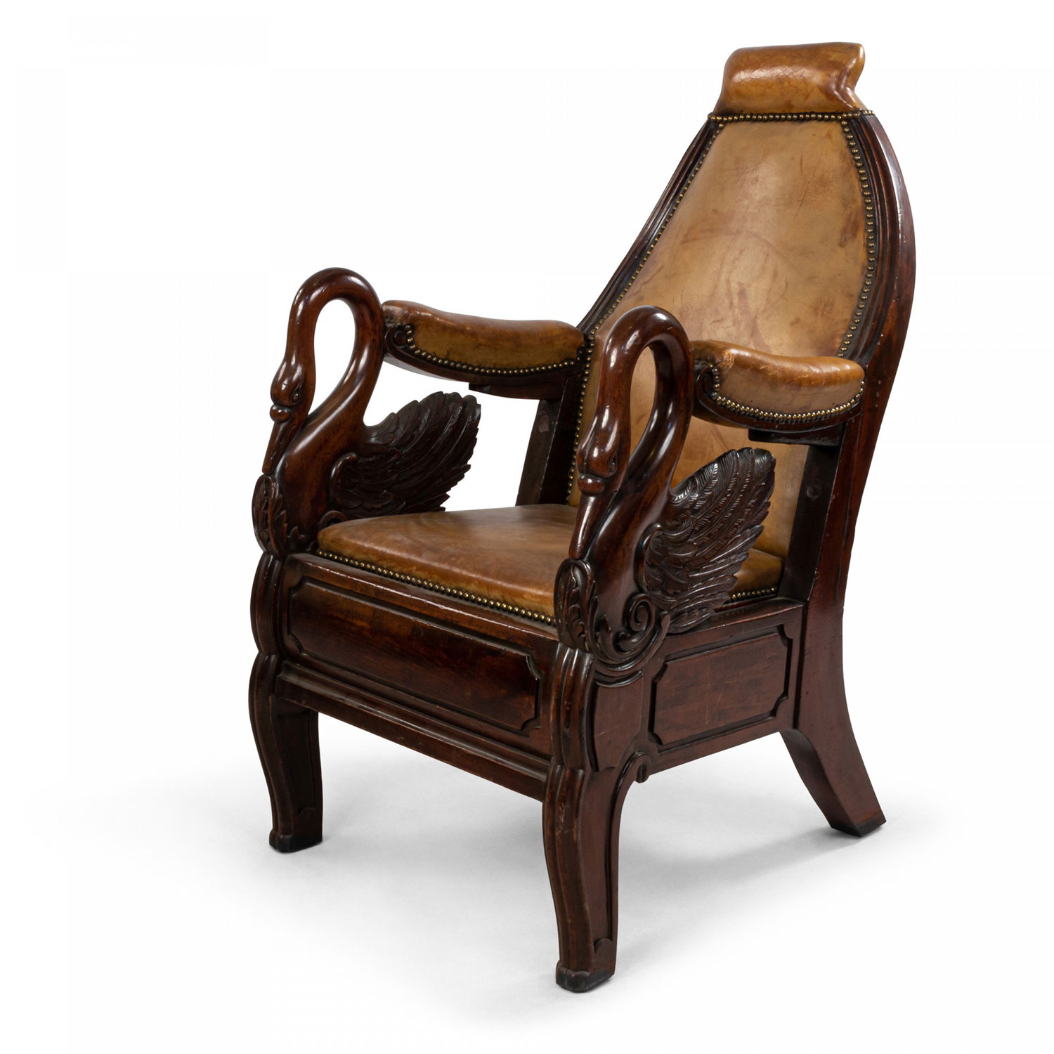 English regency mahogany swan arm chair