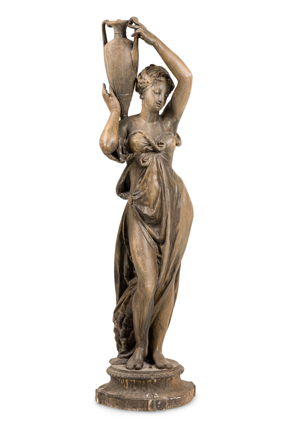 Outdoor iron greek woman statuary