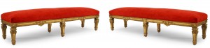 French louis xiv red velvet bench
