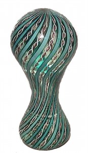 Italian murano blue and white glass paperweight