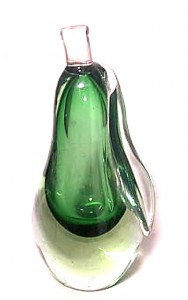 Italian venetian style green glass pear paperweight