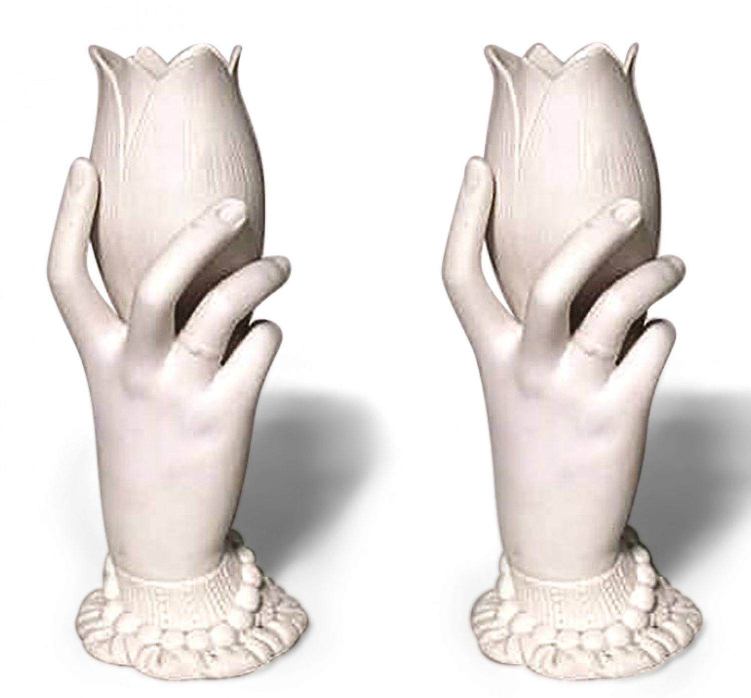 Pair of french victorian white parian porcelain hand vases 1