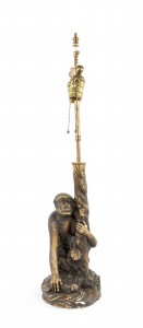 English victorian style porcelain monkey table lamp