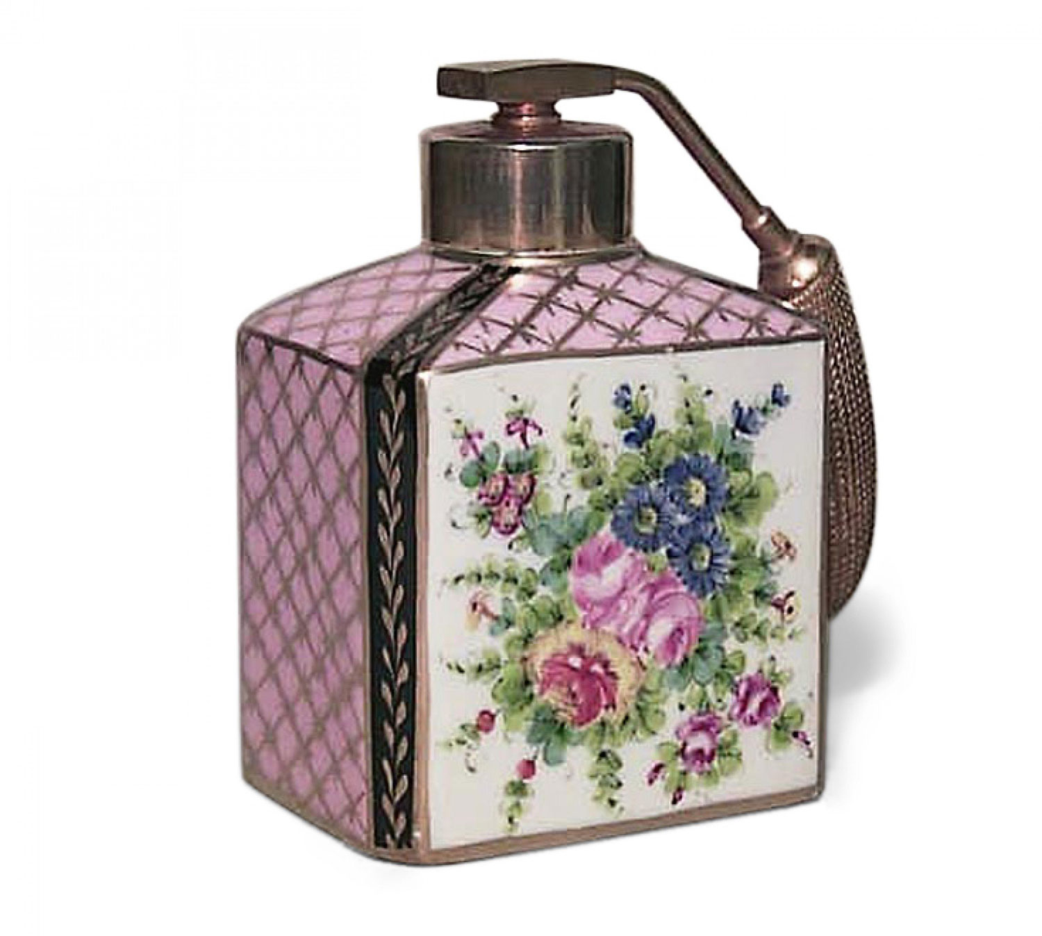 French victorian floral porcelain perfume atomizer 1
