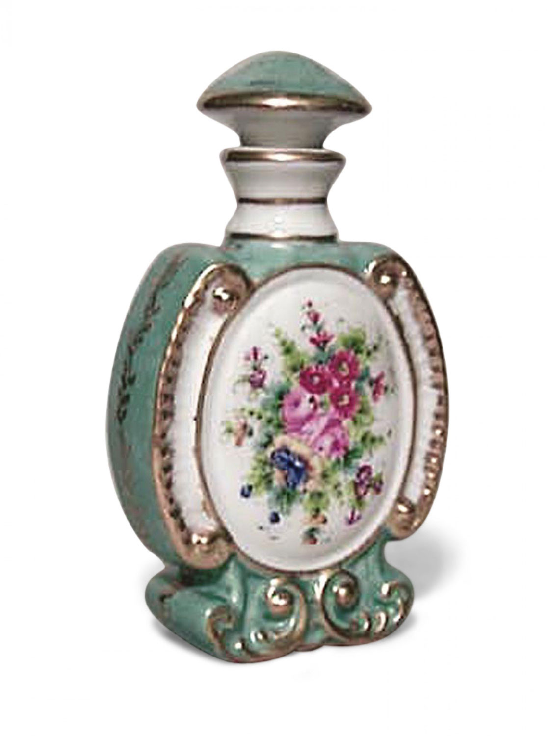 French victorian floral porcelain perfume bottle