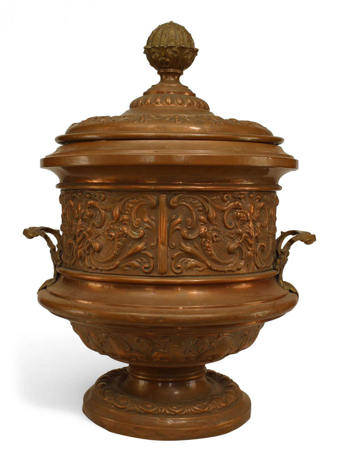 English victorian hammered copper centerpiece