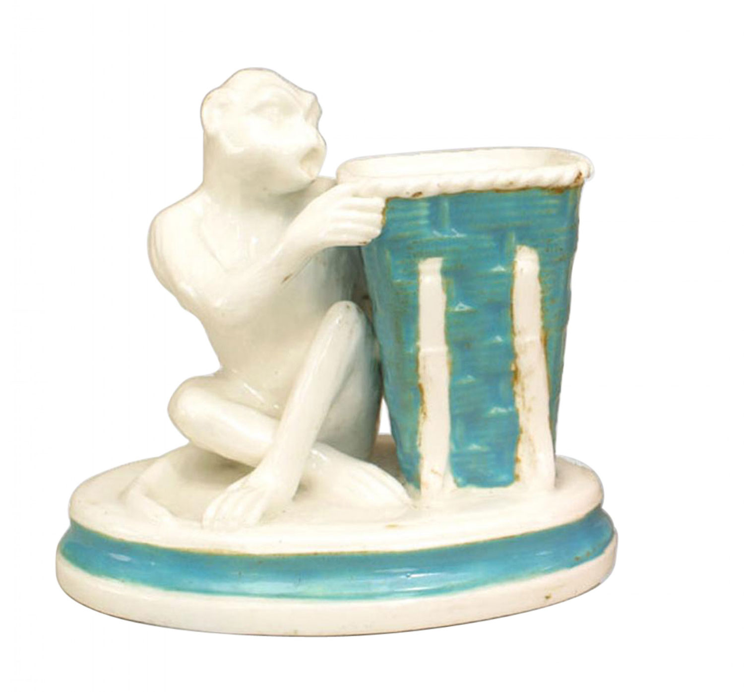 English victorian porcelain monkey vase