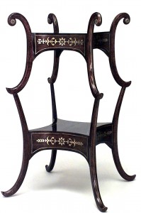 English regency rosewood brass inlaid end table