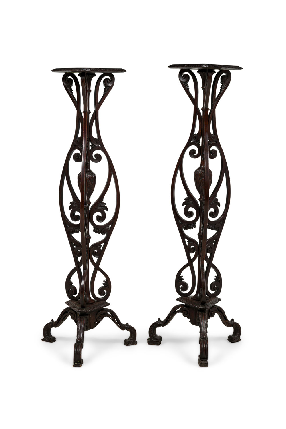 Pair english chippendale mahogany pedestals