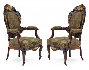 French victorian rosewood arm chairs